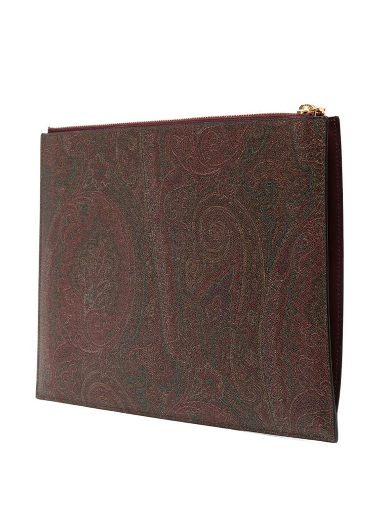 Brown Paisley Jacquard Large Pouch