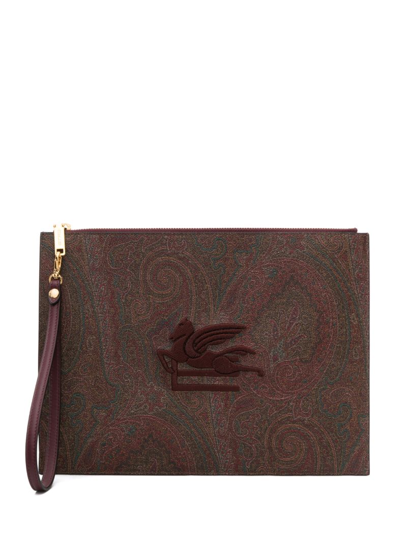 Brown Paisley Jacquard Large Pouch