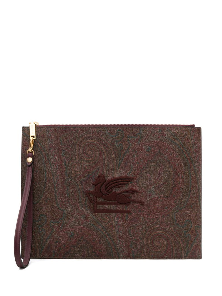 Brown Paisley Jacquard Large Pouch