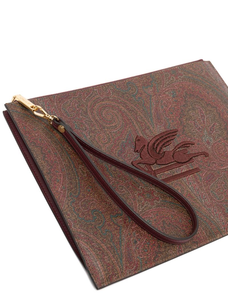 Brown Paisley Jacquard Large Pouch