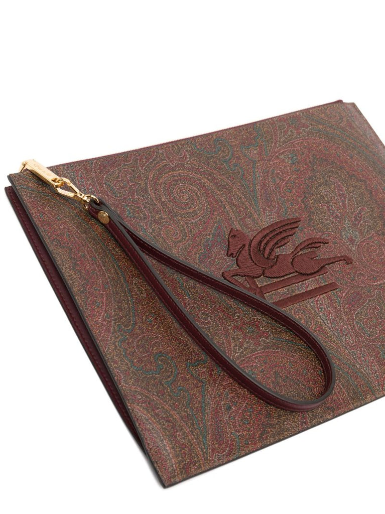 Brown Paisley Jacquard Large Pouch