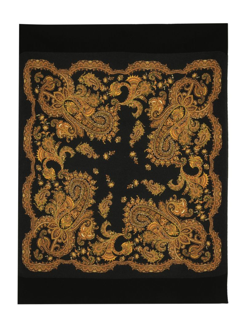 Black Paisley Pattern Cashmere Scarf