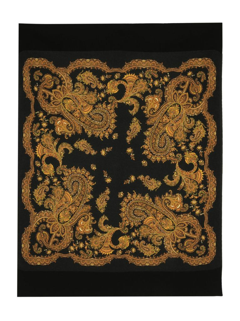 Black Paisley Pattern Cashmere Scarf