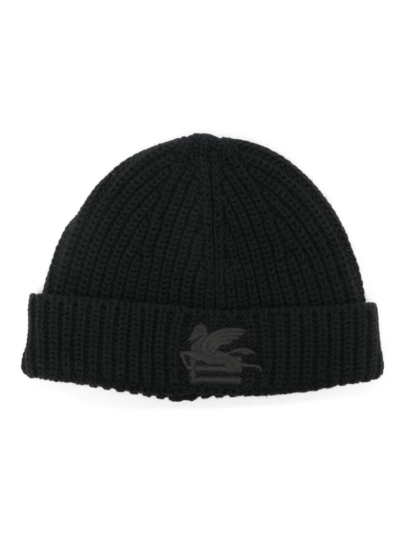 Black Pegaso Logo Beanie Hat