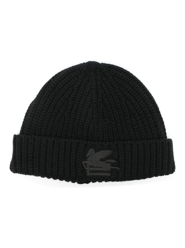 Black Pegaso Logo Beanie Hat