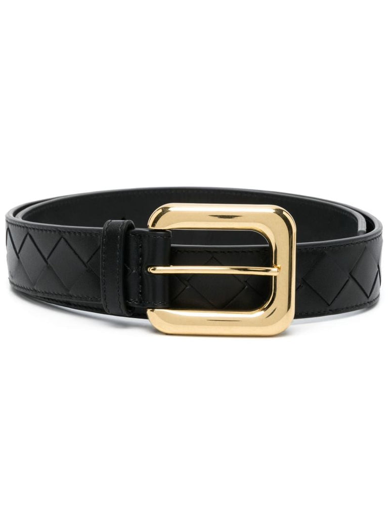 Black Intrecciato Leather Belt