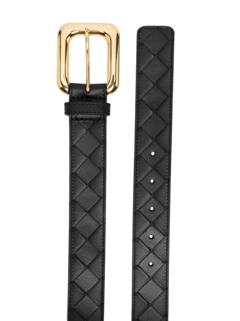 Black Intrecciato Leather Belt