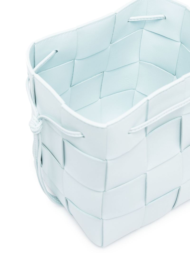 Blue Small Cassette Leather Bucket Bag