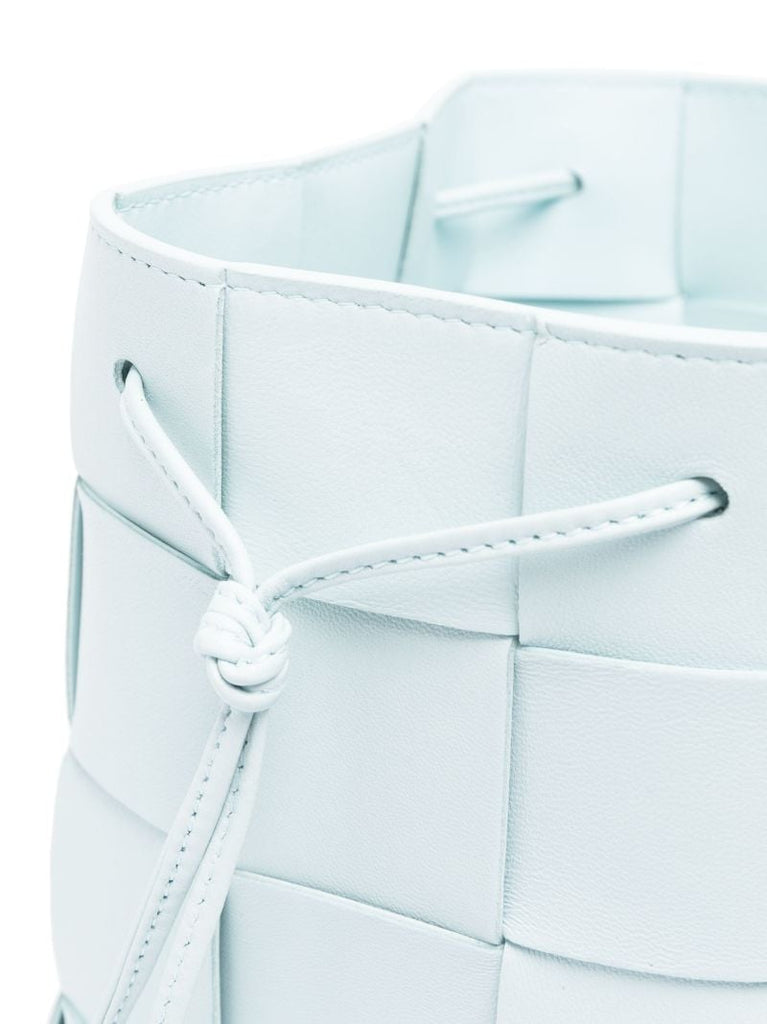 Blue Small Cassette Leather Bucket Bag