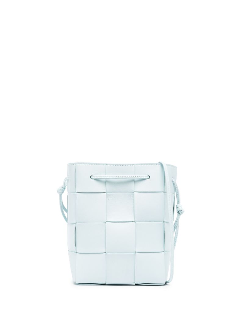 Blue Small Cassette Leather Bucket Bag