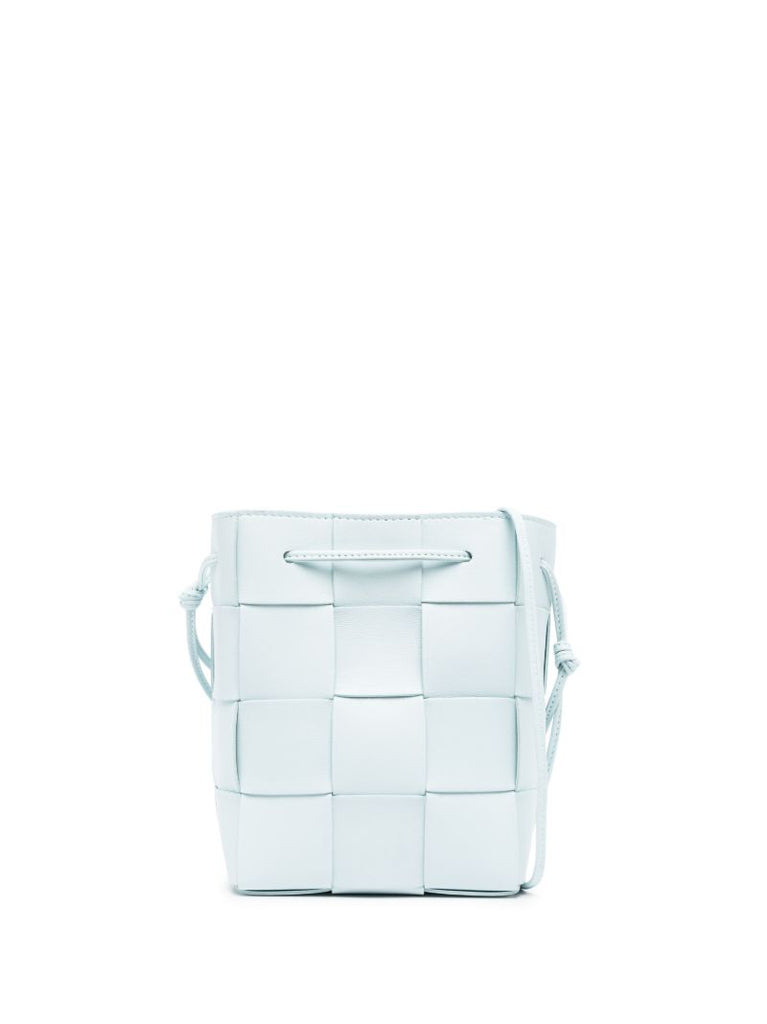 Blue Small Cassette Leather Bucket Bag