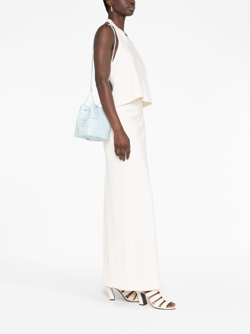 Blue Small Cassette Leather Bucket Bag