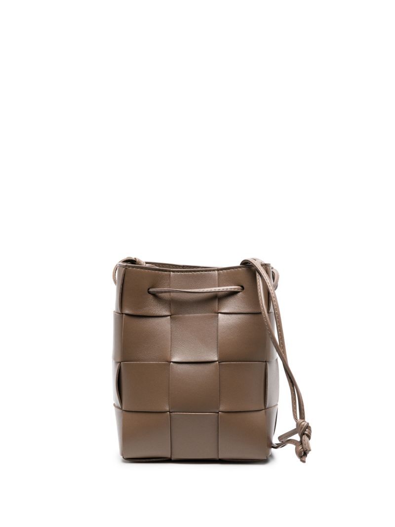 Brown Small Cassette Leather Bucket Bag