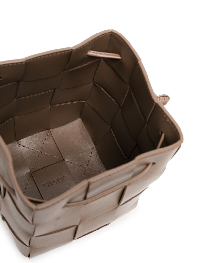 Brown Small Cassette Leather Bucket Bag