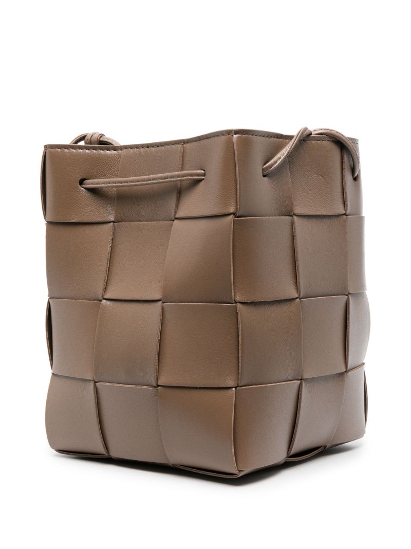 Brown Small Cassette Leather Bucket Bag