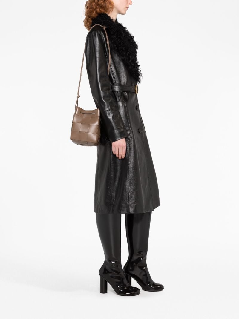 Brown Small Cassette Leather Bucket Bag