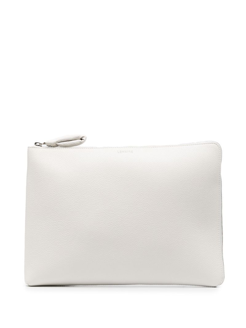 White Leather Document Holder Bag