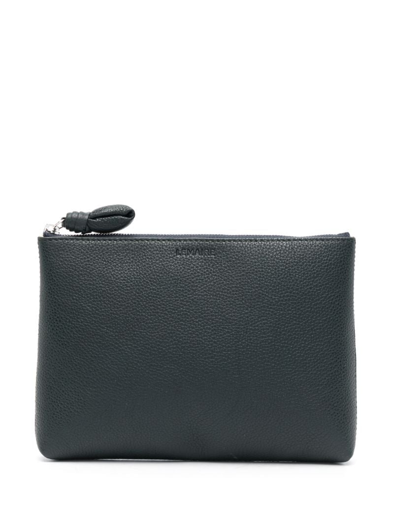 Green Small Pebbled Leather Pouch