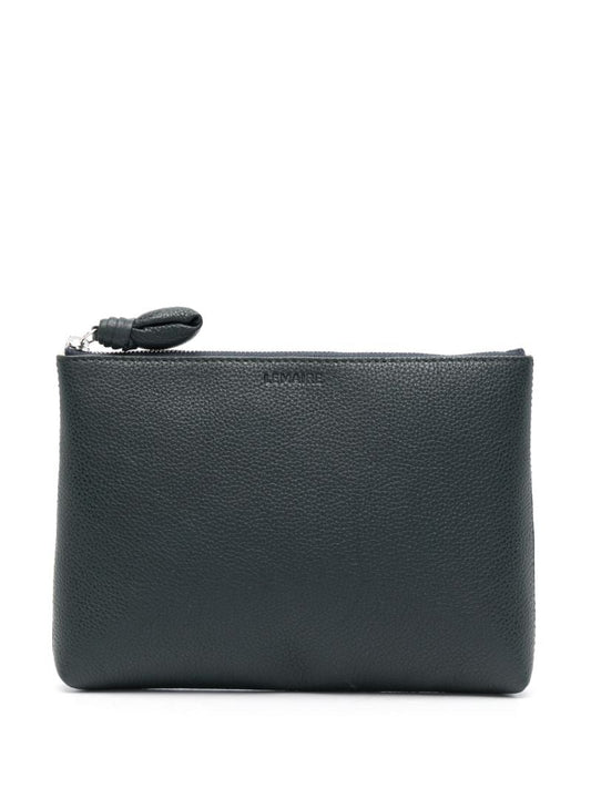 Green Small Pebbled Leather Pouch