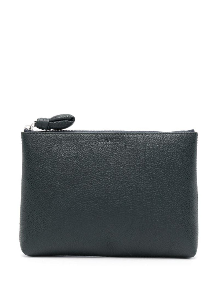Green Small Pebbled Leather Pouch