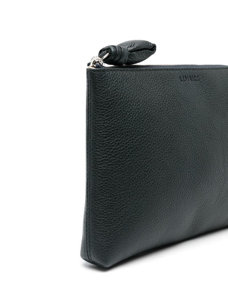 Green Small Pebbled Leather Pouch