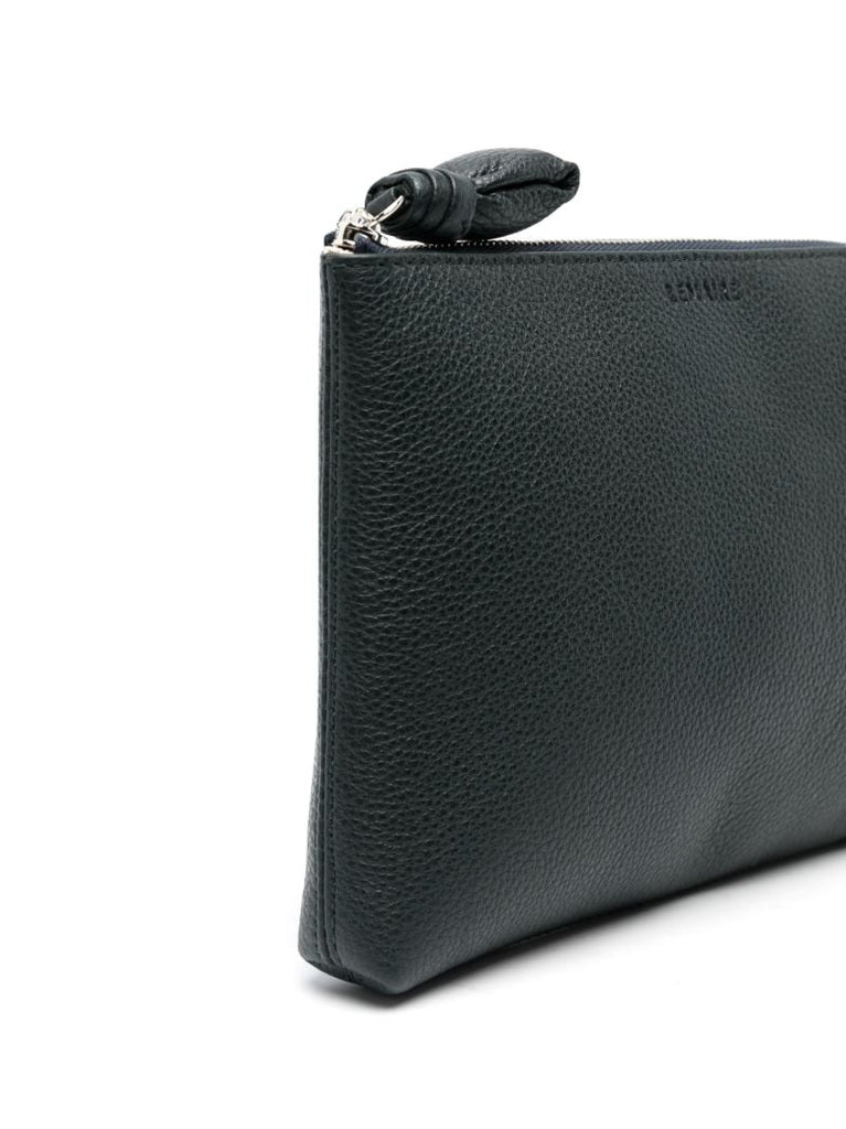 Green Small Pebbled Leather Pouch