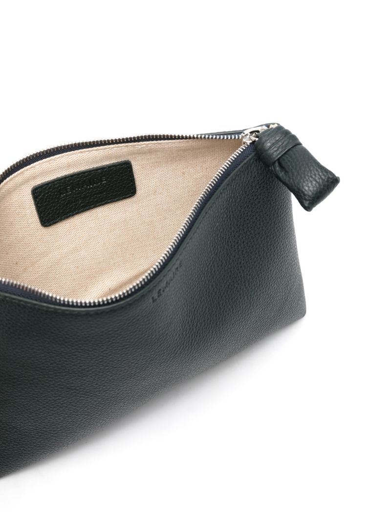 Green Small Pebbled Leather Pouch