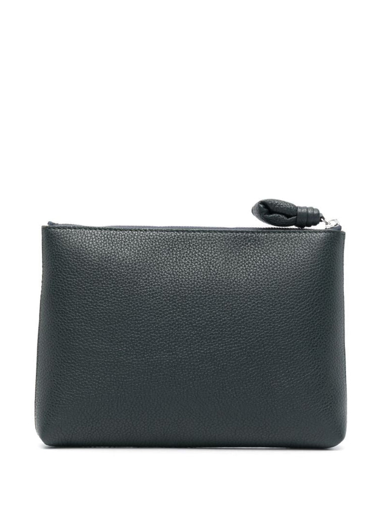 Green Small Pebbled Leather Pouch