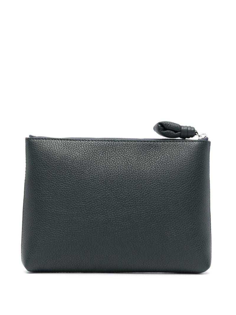 Green Small Pebbled Leather Pouch