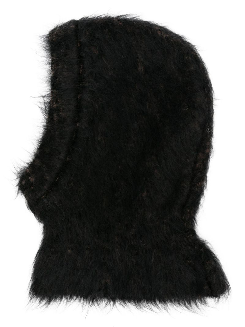 Black Brushed-effect Knitted Balaclava