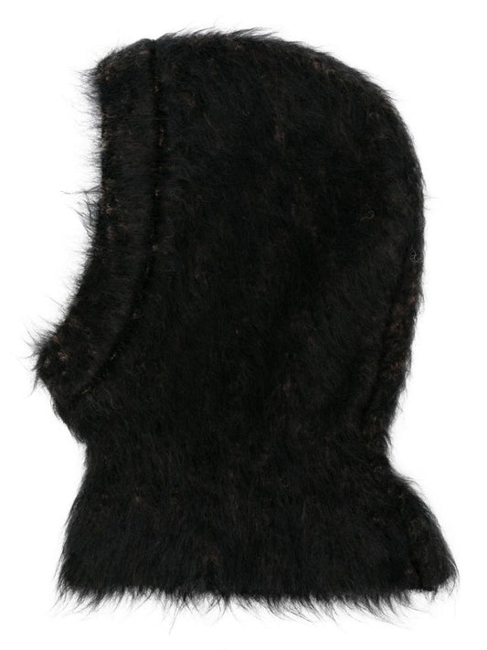 Black Brushed-effect Knitted Balaclava
