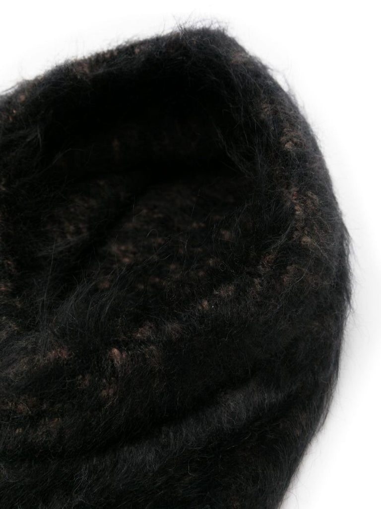 Black Brushed-effect Knitted Balaclava