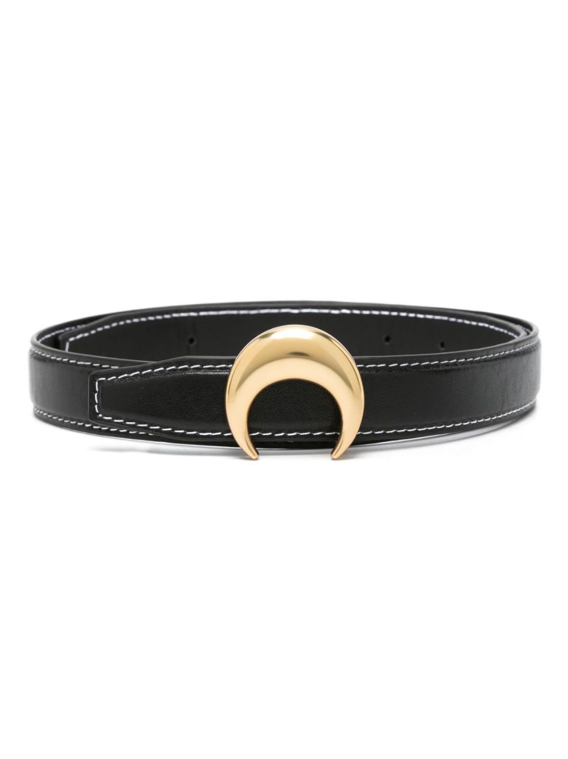 Black Moon Buckle Leather Belt
