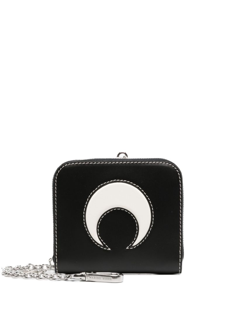 Black Crescent Moon Leather Chain Wallet