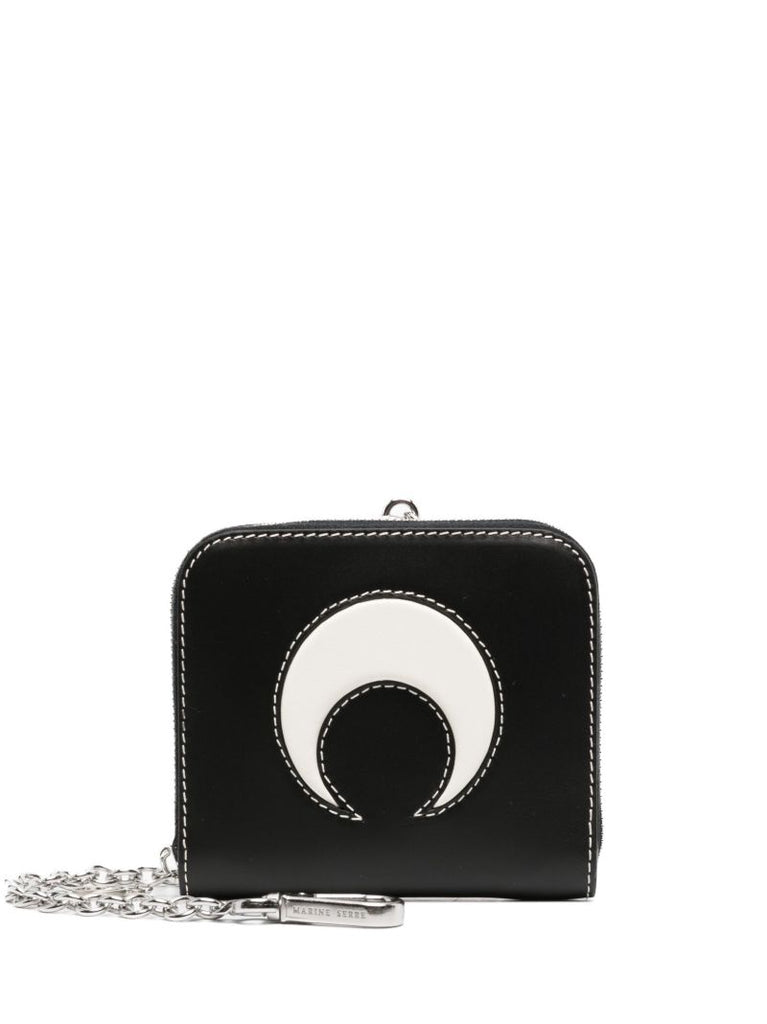 Black Crescent Moon Leather Chain Wallet