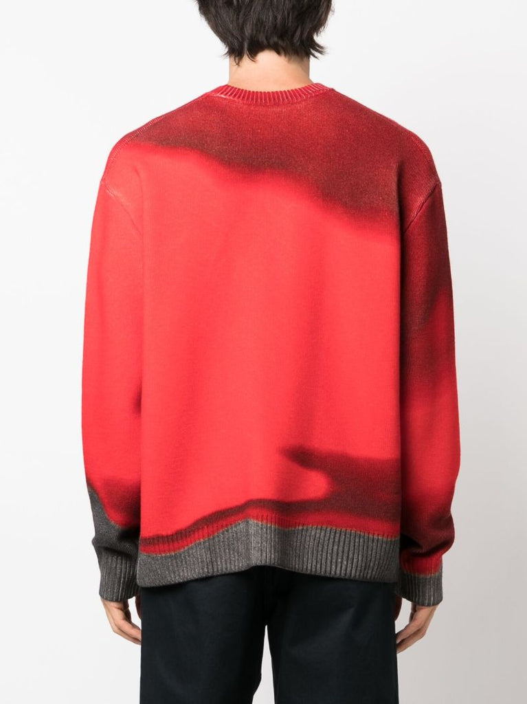 Red Gradient-knit Wool Sweater
