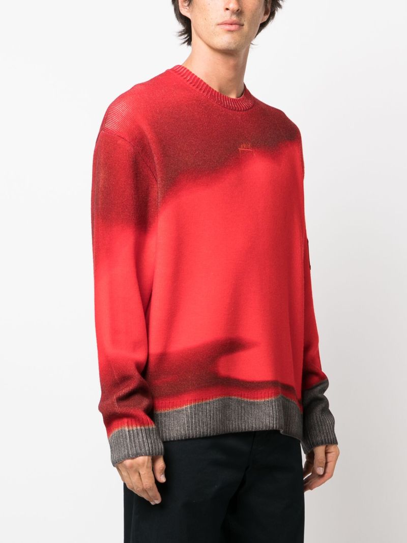 Red Gradient-knit Wool Sweater