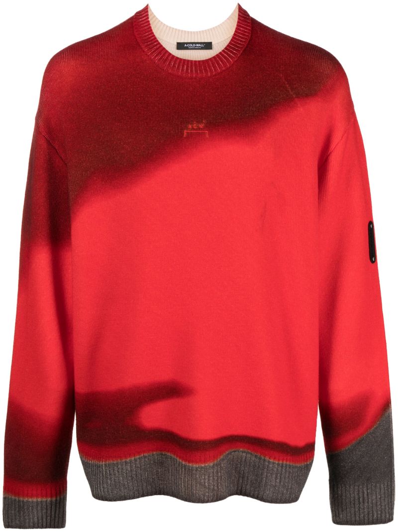 Red Gradient-knit Wool Sweater