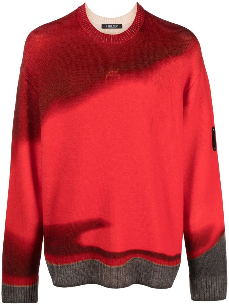 Red Gradient-knit Wool Sweater