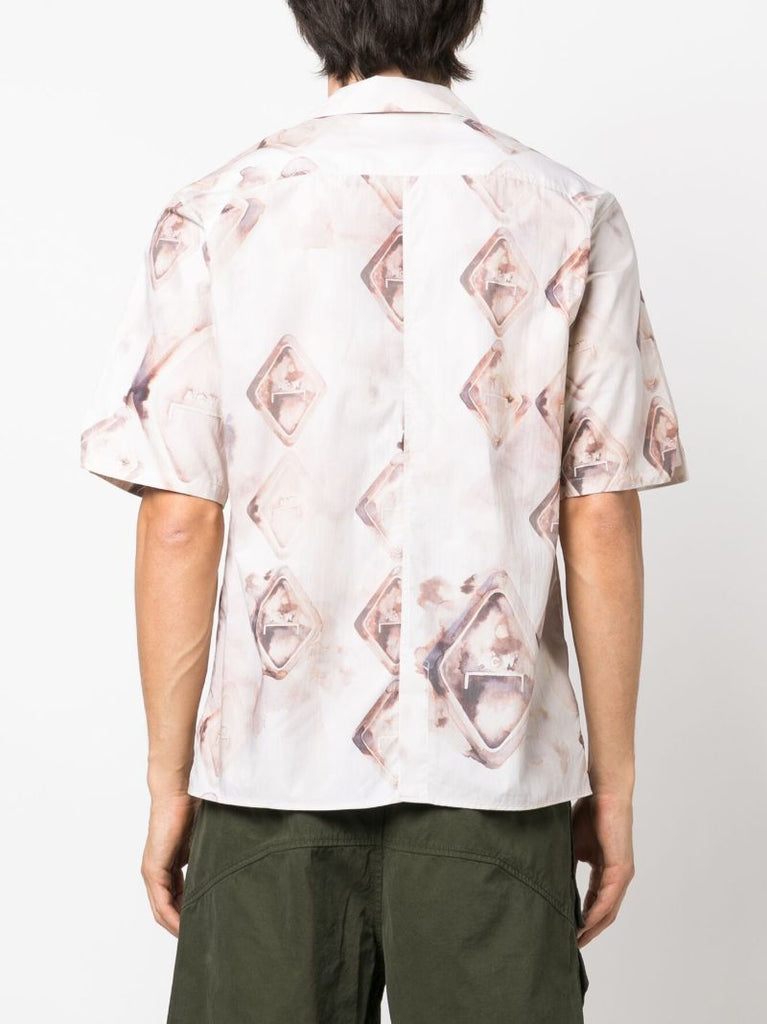 Neutral Diamond-print Cotton Shirt