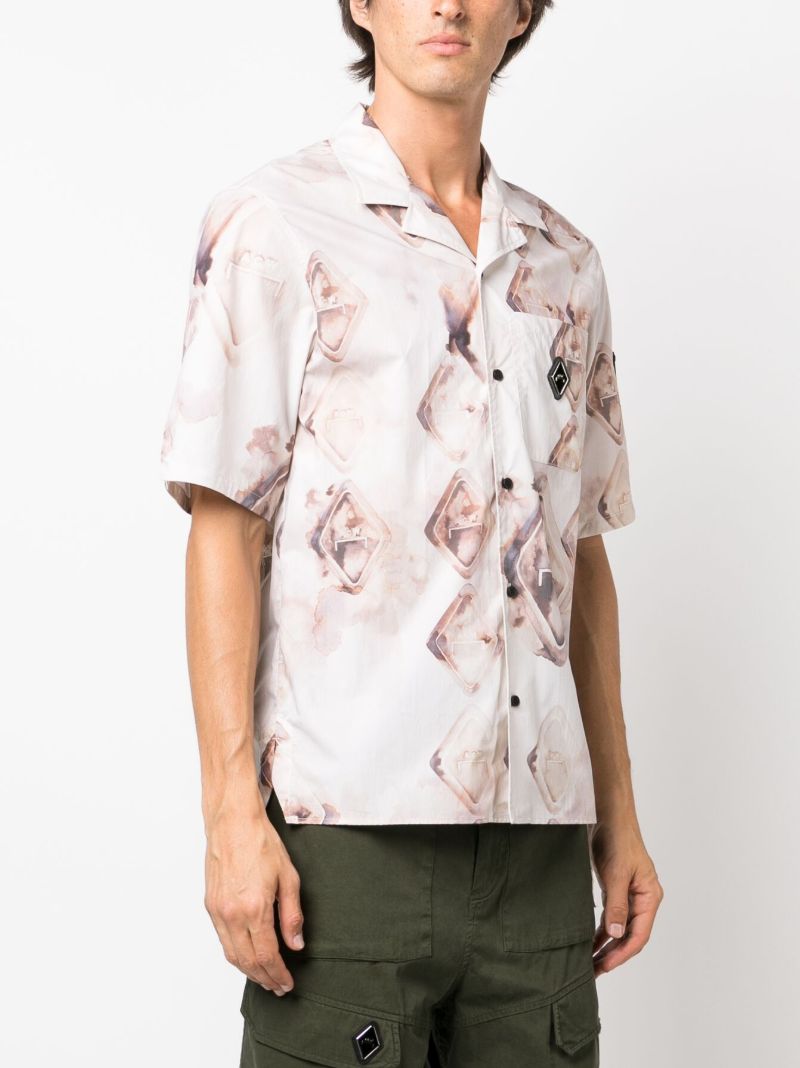 Neutral Diamond-print Cotton Shirt