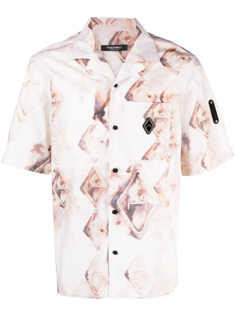 Neutral Diamond-print Cotton Shirt