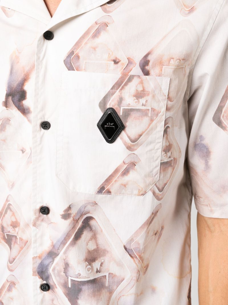 Neutral Diamond-print Cotton Shirt