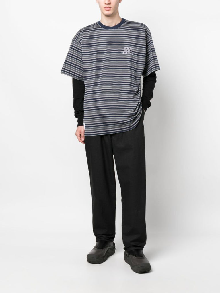 Blue Striped Cotton T-shirt