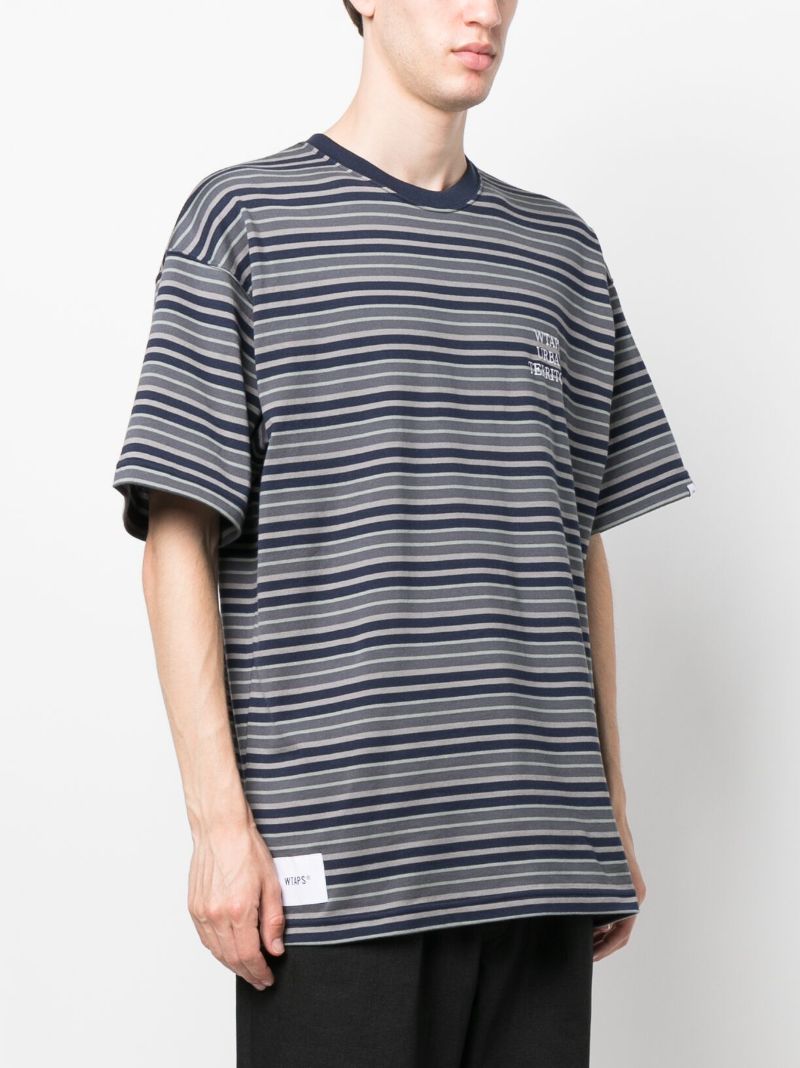 Blue Striped Cotton T-shirt