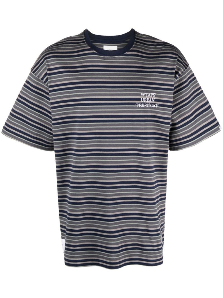 Blue Striped Cotton T-shirt