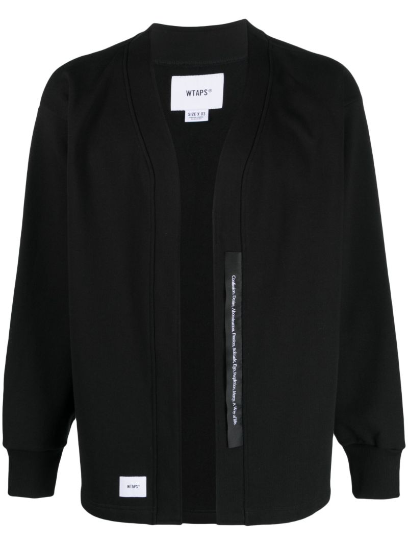 Black Clasper V-neck Cotton Cardigan