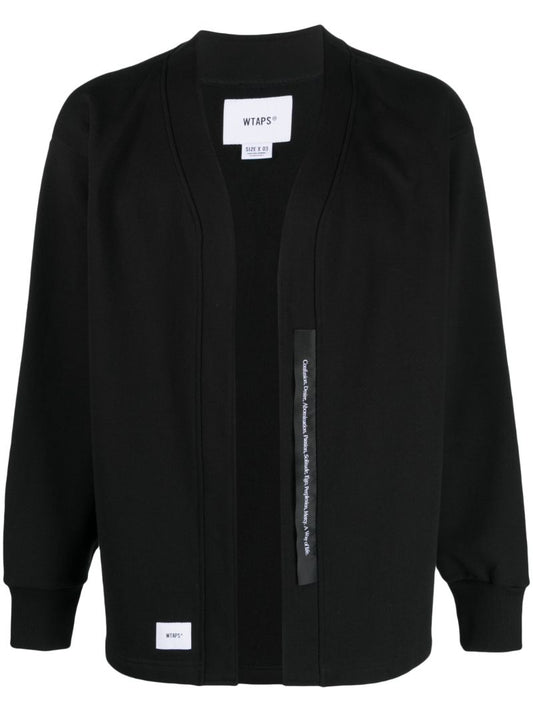Black Clasper V-neck Cotton Cardigan