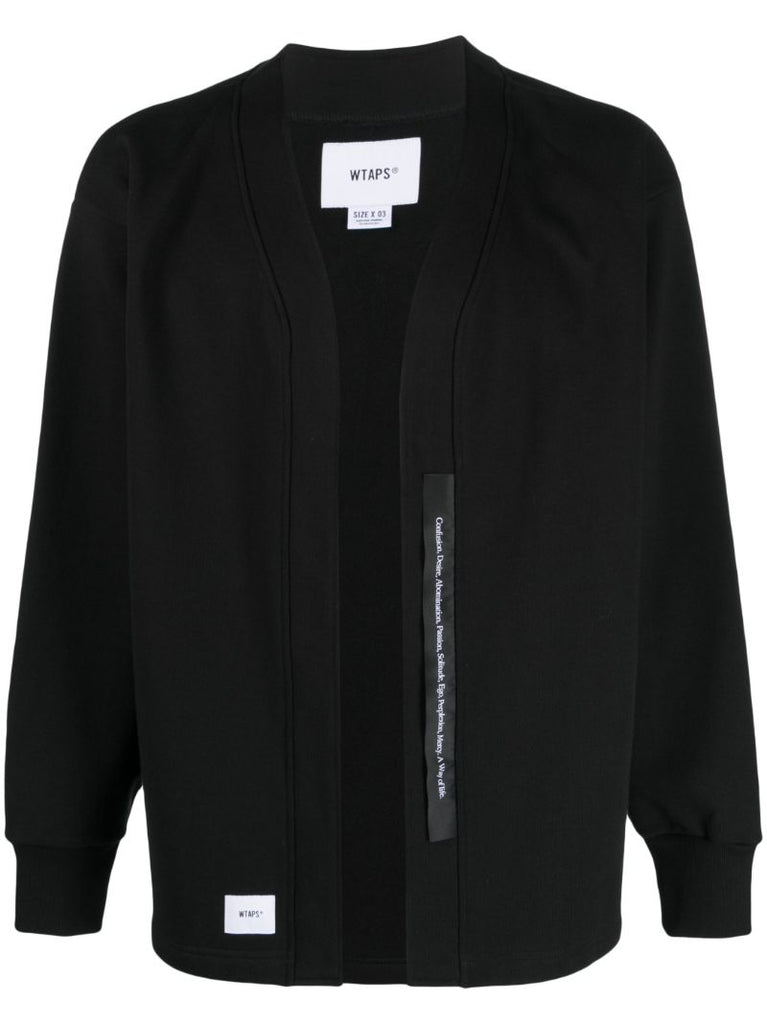 Black Clasper V-neck Cotton Cardigan