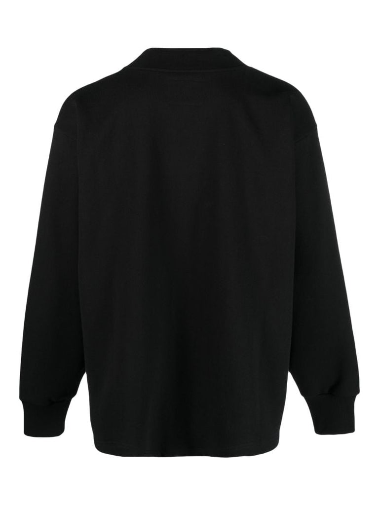 Black Clasper V-neck Cotton Cardigan